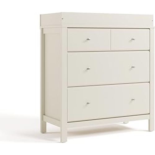 Storkcraft Horizon 3 Drawer Chest with Removable Changing Topper (Frosted Oat) – GREENGUARD Gold Certified Nursery Dresser, Kids’ Storage Chest with Organizer, Durable and Stylish 3-Drawer Design