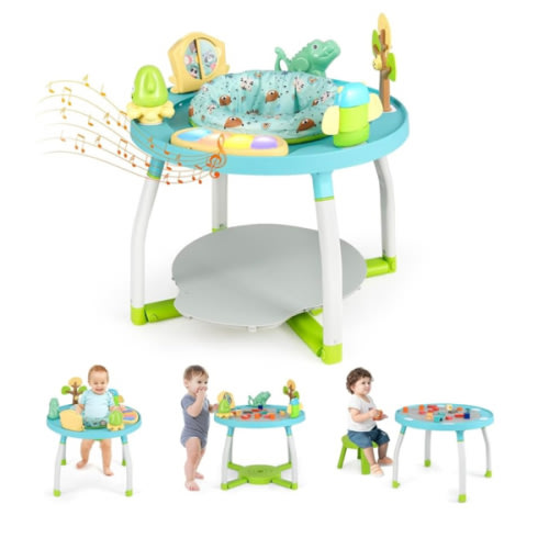 BABY JOY 5 in 1 Baby Activity Center, Baby Jumpers and Bouncers with Removable Toys, Lights & Music, 3 Adjustable Heights, Interactive Play Center for Toddlers Boys Girls 6-36 Months (Blue)