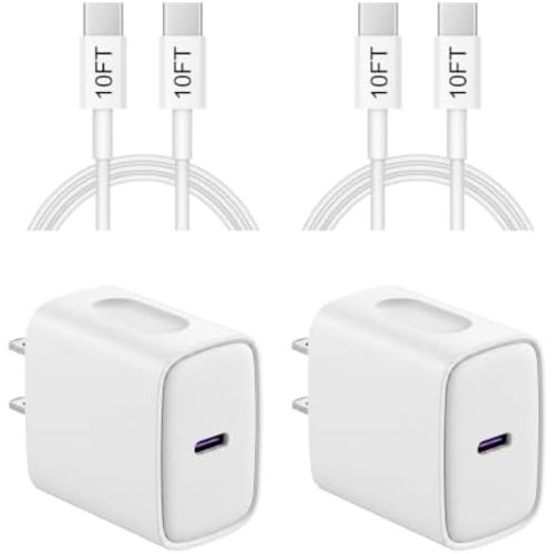 iPhone 18 17 16 15 Charger Fast Charging 10FT - 20W USB C Charger Block