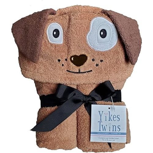 Hooded Baby Towel for Kids 2-8 | Large 100% Cotton Baby Towel for Girls or Boys in Brown | Unisex Cute Puppy Dog Bath Towels for Babies and Toddlers