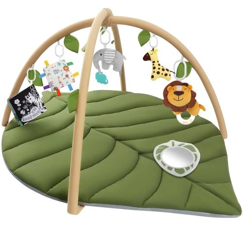 Baby Play Gym Baby Play Mat, Leaf Shaped Baby Mat with 6 Detachable Toys, Tummy Time Mat High Contrast Toys & Self-Discovery Mirror : Amazon.com.au: Baby