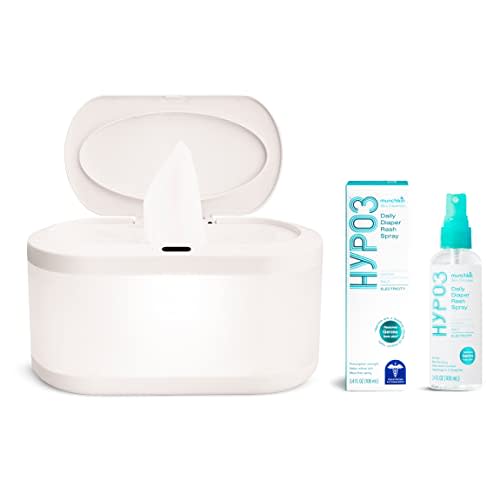 Munchkin® Touch Free Baby Wipe Warmer with Nightlight & Motion Sensor and HYP03™ Daily Diaper Rash Spray with Hypochlorous