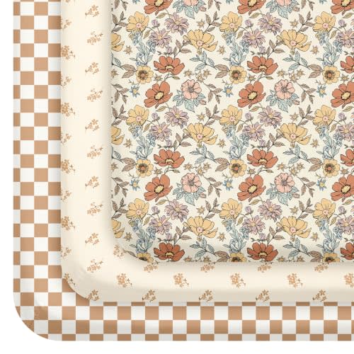 3 Pack Baby Crib Sheets for Boys Girls 52x28 Fitted Crib Sheet | Soft & Breathable Toddler Bed Sheets for Standard Crib and Toddler Mattress, Vintage Floral