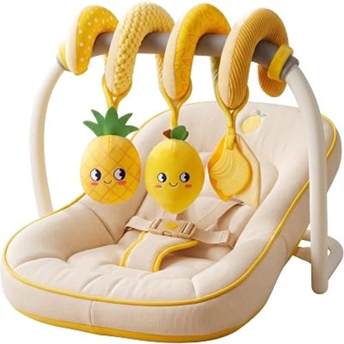 Fruit Spiral Stroller Toy for Baby, Crib & Car Seat Plush Toy with Teether
