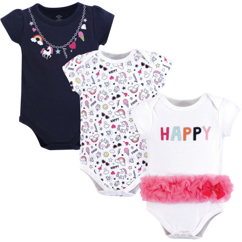 Little Treasure Cotton Bodysuits, Happy Rainbow