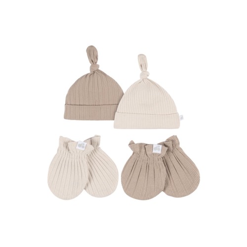 Caps and No Scratch Mittens Set