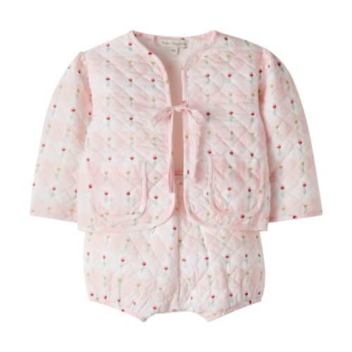 Baby floral quilted jacket and shorts set