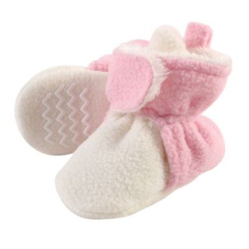 Hudson Baby Infant and Toddler Girl Cozy Fleece and Faux Shearling Booties, Light Pink Cream