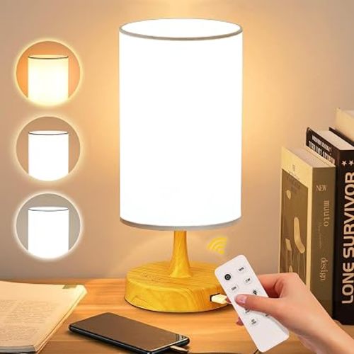 Light Therapy Lamp, 10000 Lux Lamp with Remote Control, 3 Color Temperature & 4 Brightness Level & Timer, Daylight Lamp for Home, Office, Decoration(Black Base Linen Shade)