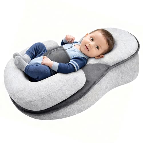 Puzynro Baby Lounger Pillow, Rest Nest Bassinet Snuggle wih Safety Strap Breastfeeding Pillow for Bottle Feeding Tummy Time
