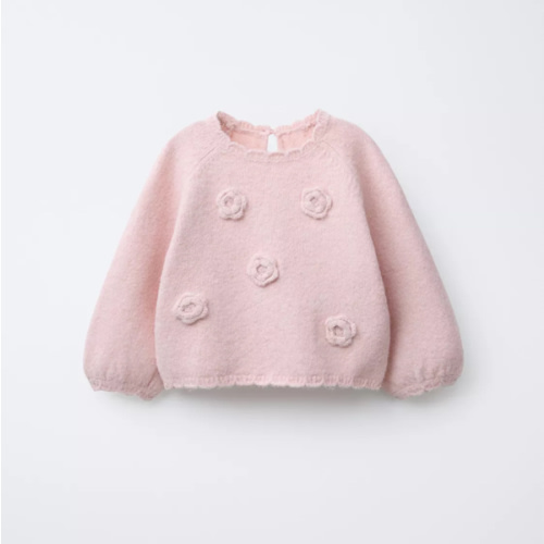 CROCHET FLORAL KNIT JUMPER - Light pink | ZARA United States
