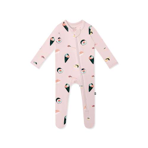 Zippered Footie in Blush Sushi, 3-6 months