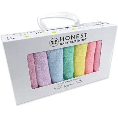 HonestBaby 10-Pack Terry Wash Cloths in Gift Box for Infant Baby Boys, Girls, 10-Pack Rainbow Pinks, One Size