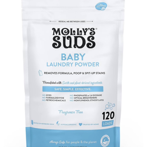 Molly's Suds Baby Laundry Detergent Powder | Removes Formula, Poop & Spit-Up Stains | Extra Gentle for Newborns (Fragrance Free)