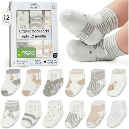 Organic Cotton Blend 12 Baby Socks 6-12 M Gift Registry & Shower