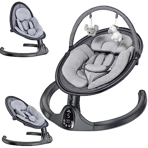 BabyBond Baby Swings for Infants to Toddler | Bluetooth Baby Swing with 3 Seat Positions | 5 Natural Sway Motion | Bluetooth Music | 5-Point Harness | Includes Remote Control - Black