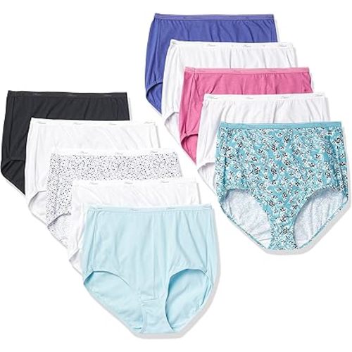 Hanes Women's Underwear Pack, 10-Pack, Full-Coverage Cotton Blend Panties, Moisture-Wicking Underwear for Women