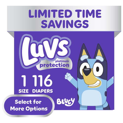 Luvs, Baby Diapers, Size 1, 116 ct with Bluey Design