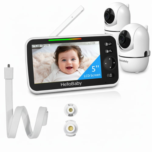 HelloBaby 5" Video Baby Monitor with two Cameras HB6550-2 +camera stands