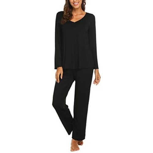 Ekouaer Womens Pajama Sets 2 Piece Lounge Set Fall Winter Pajamas Long Sleeve Pjs Top and Pants Soft Pj Sets Loose Sleepwear