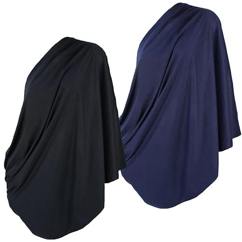 2pk Nursing Cover Breastfeeding Privacy Cover-up Infinity Scarf Shawl Soft Breathable (Navy Blue, Black)
