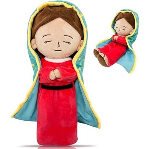 Enhopty Lady of Guadalupe Plush Blessed Mary Stuffed Doll Christ Religious Toys Savior Plush Christian Religious Figure Home Christmas Decoration 14" (red, 14 inch)