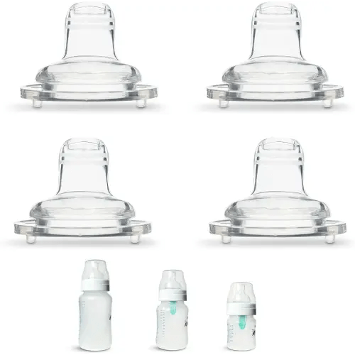 Sippy Spout Nipples for Philips Avent Anti-Colic Baby Bottles, Lansinoh, MAM & Evenflo Wide-Neck Baby Bottles, 4-Count, Soft Spout, Food Grade Silicone, Variable Flow, Spill-Proof, BPA-Free, 4+ Months