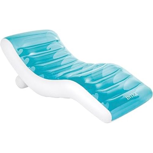 Intex: Splash Lounge - (56874EP) Teal & White Water & Pool Float, Inflatable, Built-in Cupholders, Heavy Duty Handles, Back Rest, Stylish & Comfortable Design