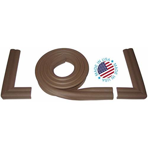 KidKusion Extra Long Hearth Cushion | Made in USA | Brown | 14.33 Ft of Padding | Child Safety, Edge and Corner Guard, Baby Proof Fireplace Bumper