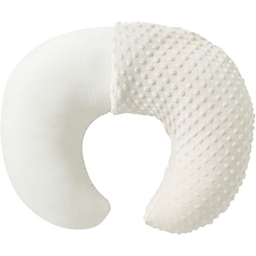 Nursing Pillow and Positioner with Minky Cover for Breastfeeding and Bottle Feeding, Propping Baby, Tummy Time, Baby Sitting Support, Awake-Time Support (Beige)