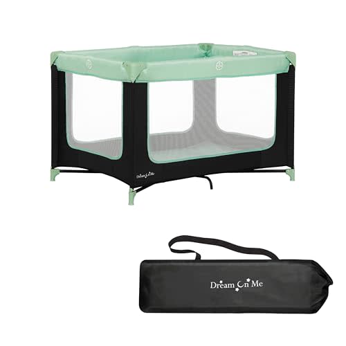 Dream On Me Zodiak Portable Playard in Mint, Lightweight, Packable and Easy Setup Baby Playard, Breathable Mesh Sides and Soft Fabric - Comes with a Removable Padded Mat