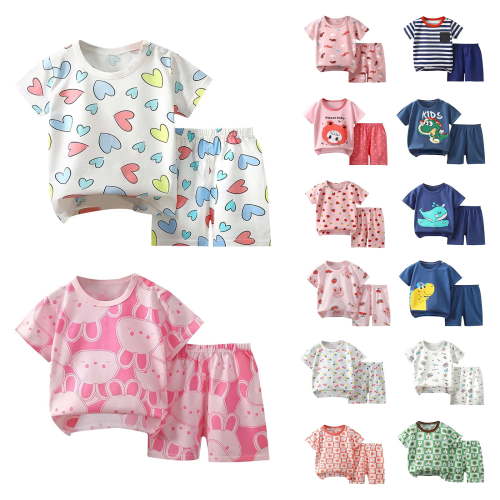 Bovxnpu Boys Girls 2 Piece Outfits, Girl Short Set Cute T-Shirt Shorts, Fashion Casual Spring And Summer Children's Short Sleeved Top Shorts Pajamas Set 12 Months