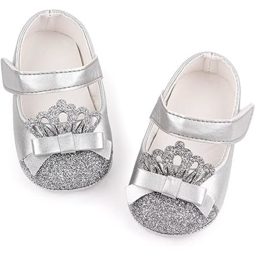 Meckior Infant Baby Girls Soft Sole Bowknot Princess Wedding Dress Mary Jane Flats Prewalker Newborn Light Baby Sneaker Shoes