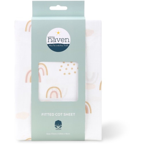 Little Haven Cotton Fitted Cot Sheet - Rainbows