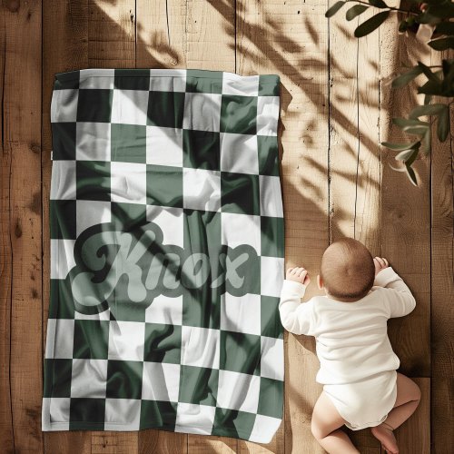custom baby blanket personalized baby name blanket checkered blanket for baby shower gift for baby checkered gift for newborn fleece blanket