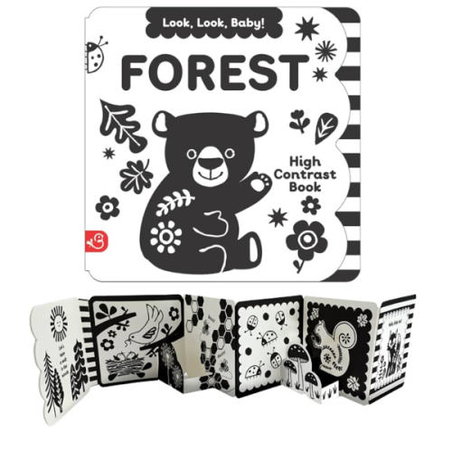 Look, Look, Baby! Forest: Black and White High Contrast Tummy Time Book for Newborns