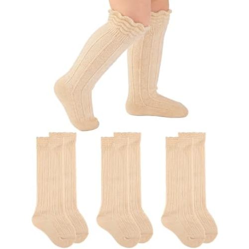Baby Knee High Socks Girls Newborn Toddlers Cotton Long Tube Ruffle Socks Infant Stockings Dress Sock 0-3T