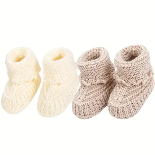 2pairs pack 0 12m baby knit socks solid crochet walking - Temu