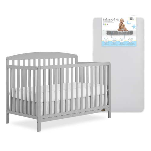 Nursery Bundle, Dream On Me Odelle 5 in 1 Crib in Pebble Gray and Crib & Toddler Mattress Bundle