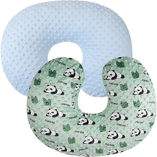 Dot Nursing Pillow Cover Set 2 Pack Nursing Pillow Slipcovers, Ultra Soft Compatible with Boppy Pillow,Standard Pillow for Baby Boy Girl Light Blue, Panda