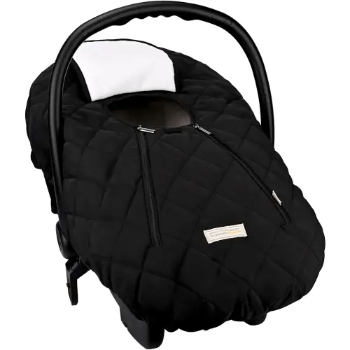 Bebamour Car Seat Cover for Babies Winter - Baby Car Seat Covers Universal Cold Weather Shield,Warm and Cozy Carseat Covers (Black)