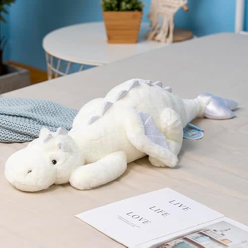 Little Weighted Dragon Stuffed Animal 27.6" 2Lbs, Small White Weighted Plush Dragon Toy for Kids and Adults(2025 Weighted Version)