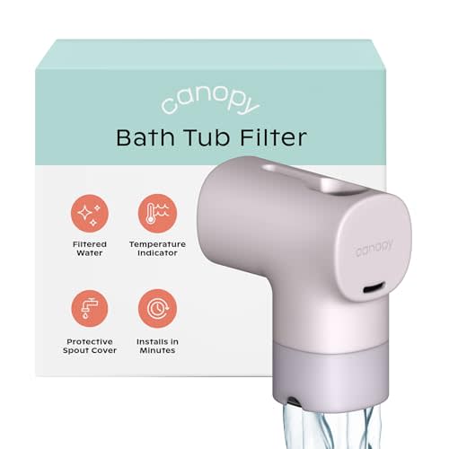 Canopy Baby Bath Tub Filter – Gentler Water Filtration for Delicate Skin | Reduces Chlorine & Irritants | BPA-Free Silicone Spout Cover | Easy Tool-Free Install | Activated Carbon Filtration