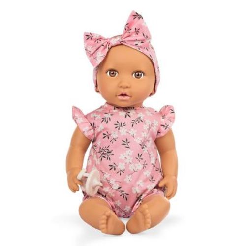 LullaBaby 14" Baby Doll with Pink Floral Outfit & Pacifier - Brown Eyes