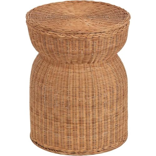 Kate and Laurel Thatch Modern Woven Rattan Round Storage Side Table, 17 x 17 x 21, Natural Rattan, Lift-Top End Table for Use as Hidden Storage Basket, Nursery Toy Storage, or Small Laundry Hamper