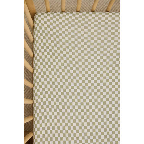 Sage Chequer Crib Sheet