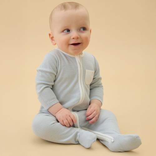 Clever Zip Baby Pajamas - Blue Stripe