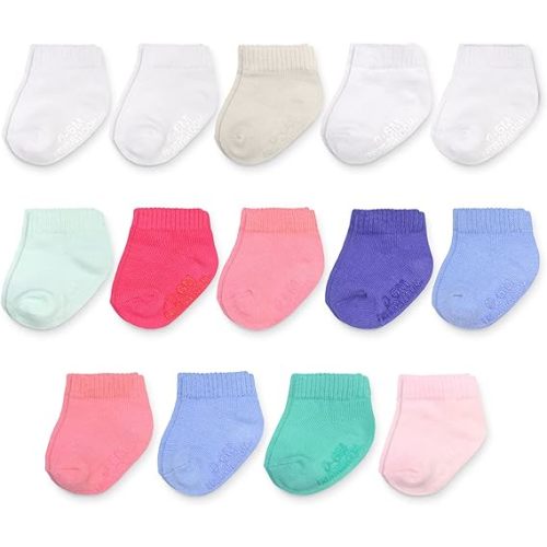 Fruit of the Loom Baby 14-Pack Grow & Fit Flex Zones Cotton Stretch Socks - Unisex, Girls, Boys