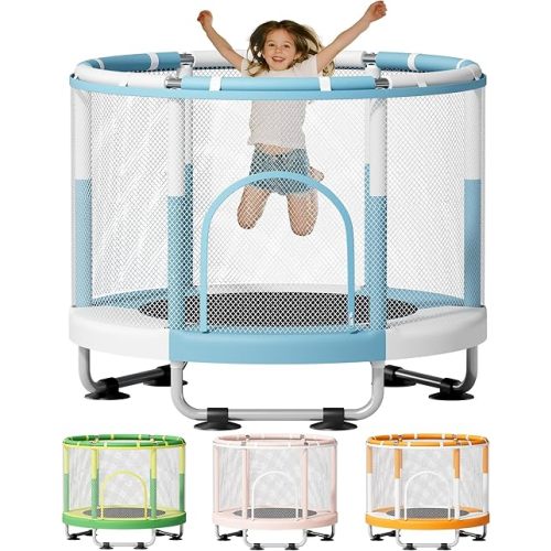 55" Trampoline for Kids, 440lbs Capacity Indoor & Outdoor Toddler Trampoline, Gifts for Boys & Girls