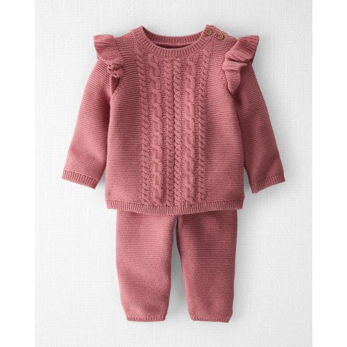 Baby Organic Cotton Sweater Knit 2-Piece Set - Style,Dark Blush